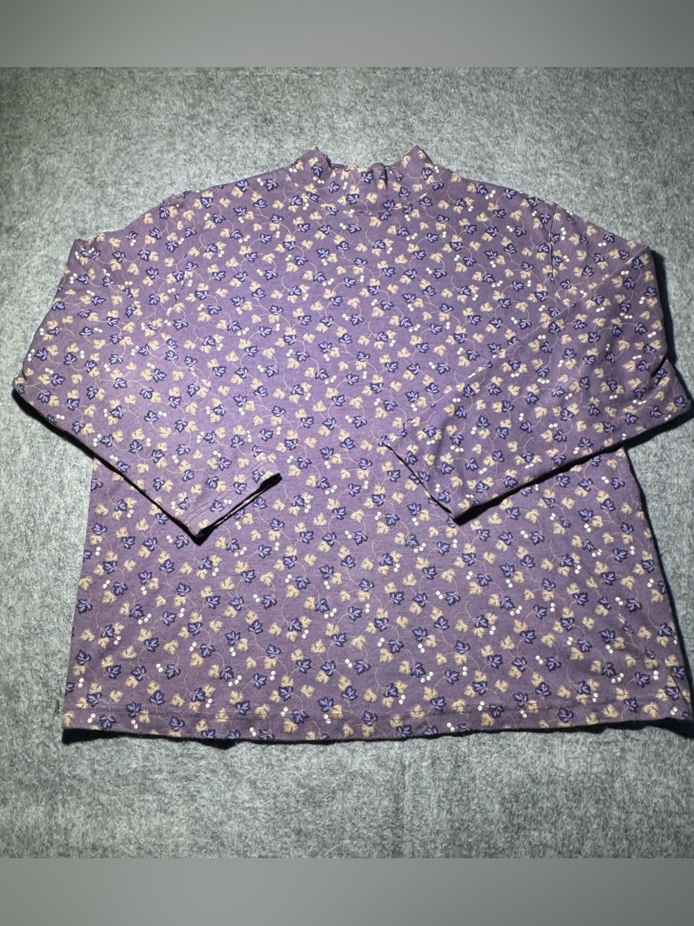 Vintage Bobbie Brooks Purple Floral Mock Neck Top 18w 20w